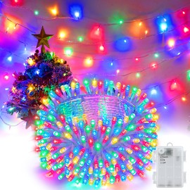 Kelumi Christmas Lights Outdoor with Timer, Battery Operated Christmas Lights 16.4ft 50LED Christmas Decorations for Small Mini Christmas Tree Multicolor
