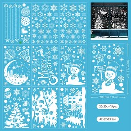 Viojrlly 9 Pieces Window Stickers Christmas Decoration, Snowflake Elk Christmas Tree Snowman, Double-Sided Christmas Decoration Christmas Decoration, Christmas Decorations Decoration PVC Christmas