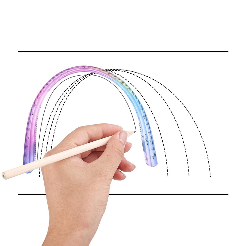 Grevosea 2-Piece Flexible Ruler, 30cm/12inch Plastic Straight Edge Ruler, Soft