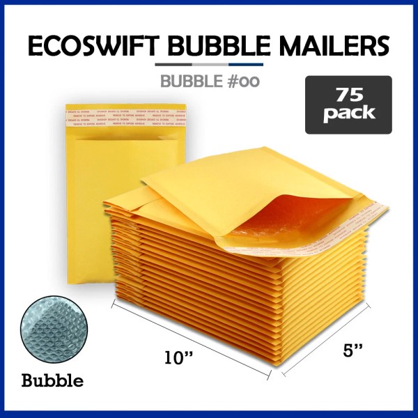 EcoSwift 75 #00 5x10 "EcoSwift" Brand Kraft Bubble Mailers Padded