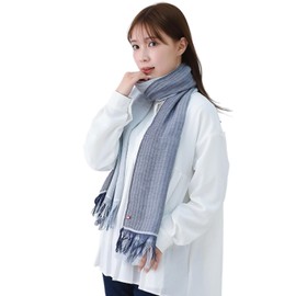 Plaisile Wig IMABARI Women's Scarf, Imabari Stole, Imabari Towel, Stylish, Cotton, Spring, Summer, Autumn, Scarf, Navy blue x gray