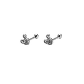 CZ Mouse Cartilage Sleeper Stud Earrings for Women Stainless Steel Crystal Mice Animal Tiny Ball Screw Back Tragus Helix Small Studs Earring Dainty Christmas Jewelry Gifts Birthday 16G (Silver)
