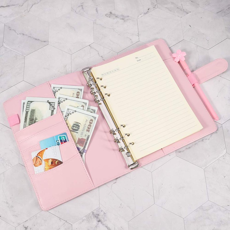 A5 PU Leather Ring Binder, Refillable 6 Round Ring Binder