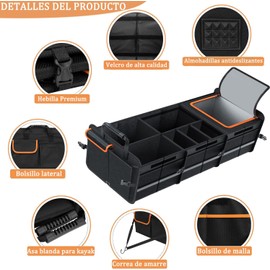 STAYOUNG Organizador para Maletero de Coche - Organizador de maletero convertible grande de 3 compartimentos,con correas de amarre y bolsa térmica aislada a prueba de fugas,Organizador de maletero