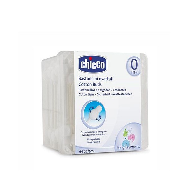 Chicco Cotton Buds 0m+ with Ear Protection 60 Items