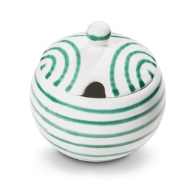 GMUNDNER KERAMIK Sugar Bowl with Cut-Out Diameter 10 cm Flamed Green Crockery Handmade in Austria