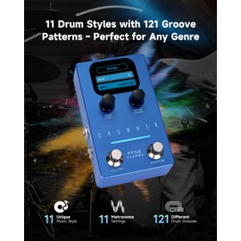 FLAMMA FF02 Drum Machine Guitar Pedal - 121 Drum Grooves, 11 Music Genres, Tap Tempo, Customizable Rhythms, Stereo I/O for Live & Studio Use