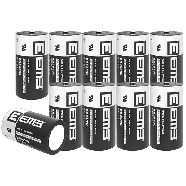 EEMB 10Pack ER26500 C Size 3.6V Lithium Battery High Capacity Li-SOCL₂ Non-Rechargeable Battery LS26500 SB-C01 TL-2200 for Automobile tire Pressure Monitor,Smart Card,Electricity Meter,Wireless Tools