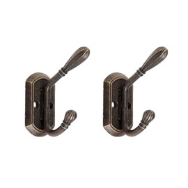 Mgoodoo Coat Hooks Wall Mounted,2 Pack Bronze Heavy Duty Zinc Alloy Vintage Hook with Screws for Hanging Clothes Robe Towel Hat Key Bag Cup