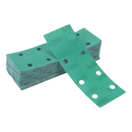 HEROFFIX 50Pcs Sanding Discs Wet Dry Waterproof Hook & Loop Sandpaper for Woodworking, Automotive Refinishing 7.80"x2.76" 8 Hole 1500 Grit Green White Corundum