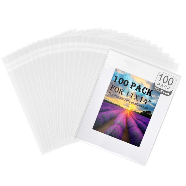 100 Pack Acid-Free Crystal Clear Sleeves Storage Bags for 11x14