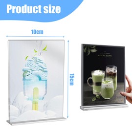 Sctmda A6 Acrylic Table Stand, Pack of 4, Transparent, Double-Sided, T-Stand, Price Tags, Stands for Restaurants, Offices