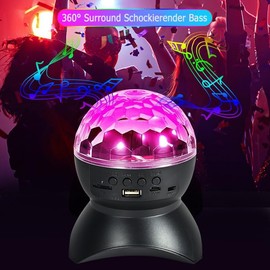 Maxspace Disco Ball Lights, DJ Strobe Lights with Bluetooth Speakers RGB Stage Lighting Christmas Portable Crystal Party Lights KTV Club Bar Show Home Theatre (Black)