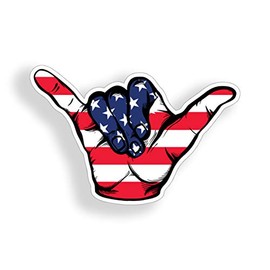 USA Hang Loose Sticker American Flag Shaka Cup Cooler Laptop Car Truck Vehicle Window Bumper Vinyl Graphic