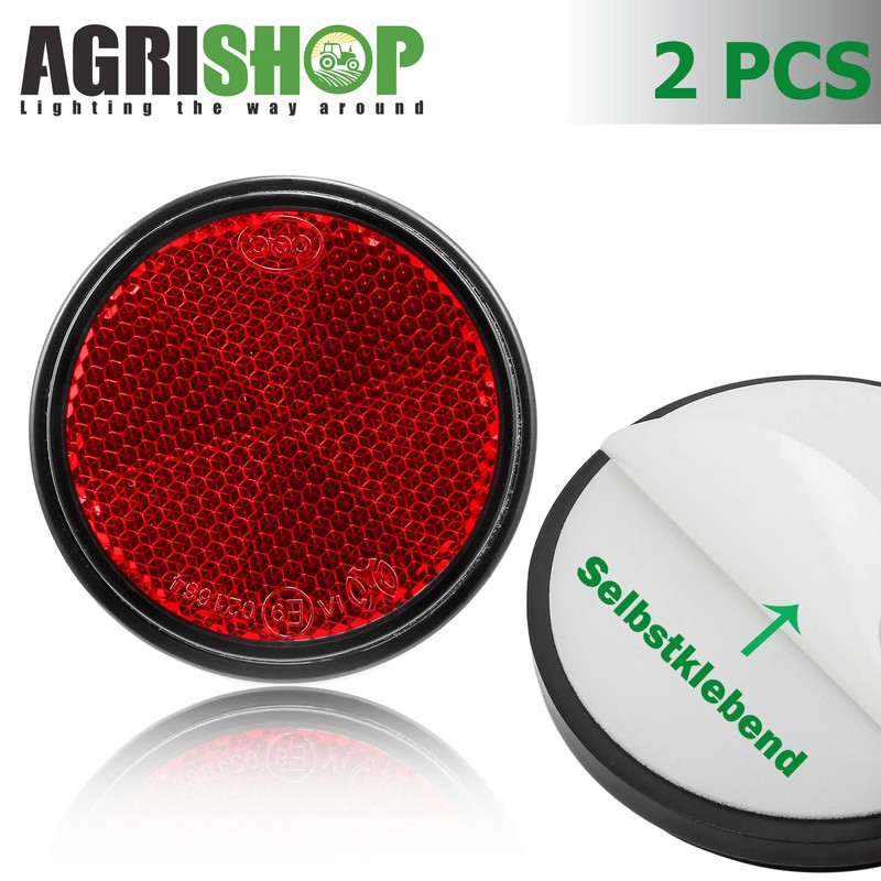 AGRISHOP 2x Red Reflectors Stick On Reflectors for Gate Post