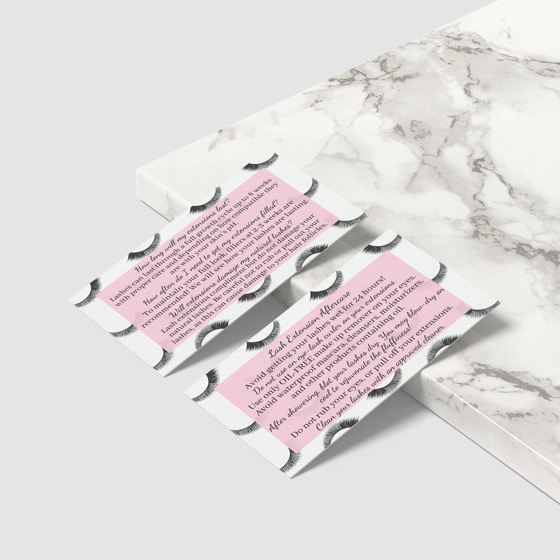 Lash Extension Aftercare Cards | 50 Pack | Eyelash Extension