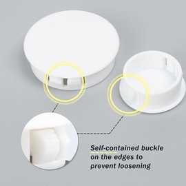 Athyior 165pcs Plastic Hole Plugs White 7 Sizes - Screw Hole Covers Caps Locking Insert End Cap Round Flush Type Holes Fix Plug Drilling Cover for Furniture Cabinet Kitchen Cupboard