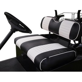 Huskey Parts Company 2pc Golf Cart Front Seat Cover Black White for EZGO Medalist /94-13 TXT/RXV 08+