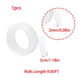 Pocoxll Double Sided Tape Heavy Duty, 1.18 Inch Width 0.08 Inch Thickness, Multipurpose Transparent Adhesive Tape for DIY Projects(9.85 FT)