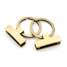 CRAFTMEMORE 1 Inch Key Fob Hardware with Split Key Ring Holder Keychain Findings Leather Craft 2 Pack (Brushed Brass)