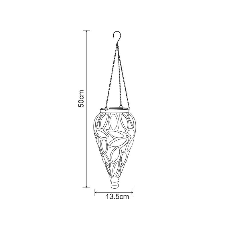 LED Solar Pendant Light Clear Total Height with Chain 50