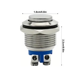 MAEZOE 3 PCS 16MM Momentary Push Button Switch, UL Certification Waterproof IP67 High Round Cap Stainless Steel High Flush Screw Terminals 250V AC 5A 12V 36V DC 2A 1NO SPST