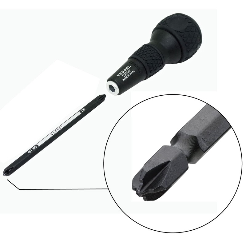 ベッセル(VESSEL) ボールグリップ 差替ドライバー (+2/+1&+3 ビット付) 220W-123