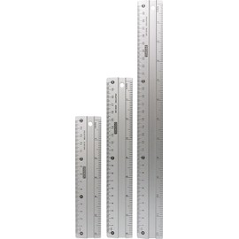 Aluminum Straight Scale, Anti-Slip, 5.9, 7.9, 11.8 inches (15, 20, 30 cm), Set of 3