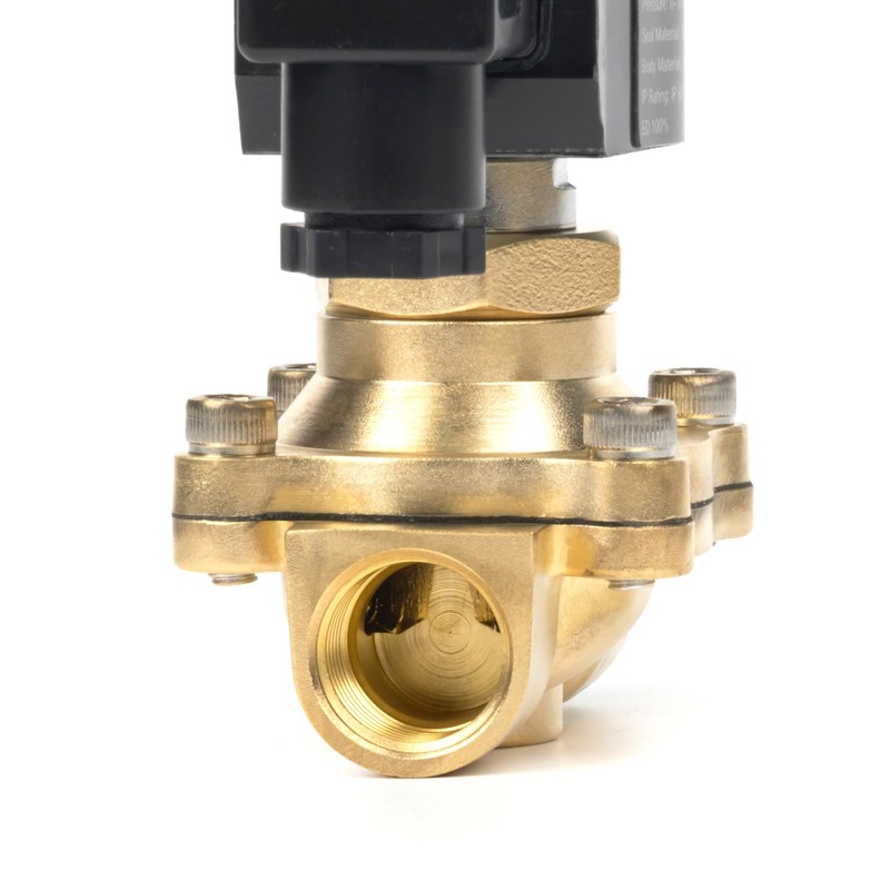 U.S. Solid 1/2" Brass Solenoid Valve - 12V DC, Normally