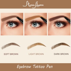 2PCS MARIA AYORA Eyebrow Pen 4 Point Eyebrow Tattoo Pencil Microblading Eye Brow Makeup Waterproof Smudgeproof Longlasting (LIGHT BROWN)