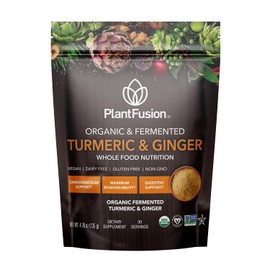 PlantFusion Turmeric and Ginger Drink Mix - Fermented Whole Food Nutrition, Herbal Supplement Powder with Curcuminoids - USDA Certified Organic, Non-GMO, Vegan, Gluten-Free, 4.76 oz 30 Servings