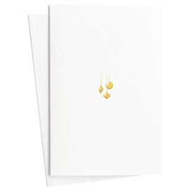 Christmas Cards Set of 2 High-Quality with Christmas Tree Baubles in Gold Foil Embossing on Textured Paper Greeting Card for Christmas and Advent, Neutral with Envelope, E43