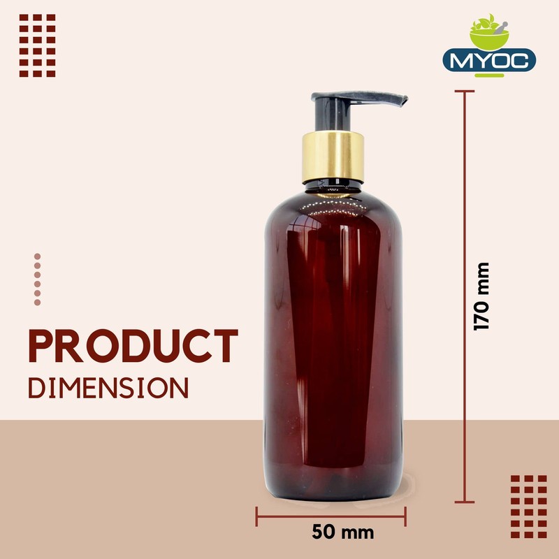 MYOC Amber PET golden cap pump bottle Refillable Empty Container