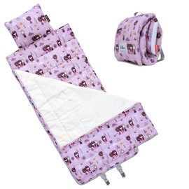 Bulkie Toddler Nap Mat - Sleep Mat for Kids Daycare and Preschool - Folds Up to Carry on Back - Violet