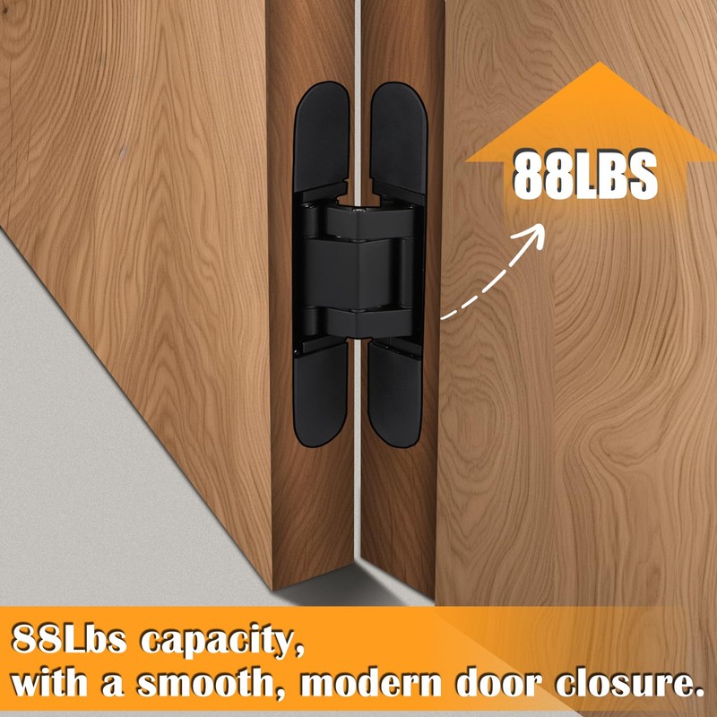 HBL' 2 Pack Hidden Door Hinges, 6 Inch Black Heavy