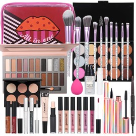 Travel Makeup Kit, Makeup Kit For Women Full Kit, Make up Kit for Girls Ages 8-12, Makeup Set For Teens Girls Beginner Make Up Kits For Adult Holiday Gift Set