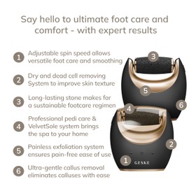 GESKE Compact Electric Pumice Foot Smoothing Roller | 7 in 1 | Elektrische Fußfeile | Bimsstein | Weiche Füße | Effektive Hornhautentfernung | Handliches Design |Für Dein Pediküre-Set