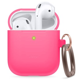 elago AirPods Hang Case - [Extra Protection] [Added Carabiner] - for AirPods Case (Neon Hot Pink)