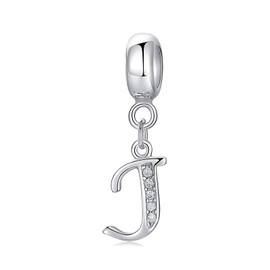 Symretie Women's 925 Sterling Silver Initial Charms Pendant Letter A-Z Silver Pendant Compatible with European Bracelets and Necklace, Sterling Silver, No Gemstone