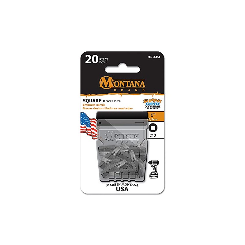 Montana Brand Square R2 1" Driver Bits 20 pc Tic