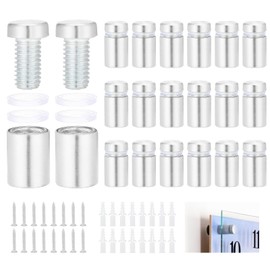 HSEAMALL 20PCS Stainless Steel Wall Standoffs Advertising Screw Glass Sign Standoff Nails Screw for Sign Displays 12x20 mm