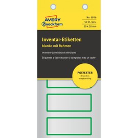 Avery Zweckform 6916 Inventory Labels (Pack of 50 Heavy Duty 50 x 20 mm, 10 sheet, green