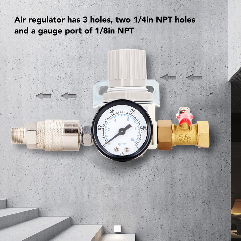 3/8in NPT Air Compressor Regulator with 0 to 1 MPa