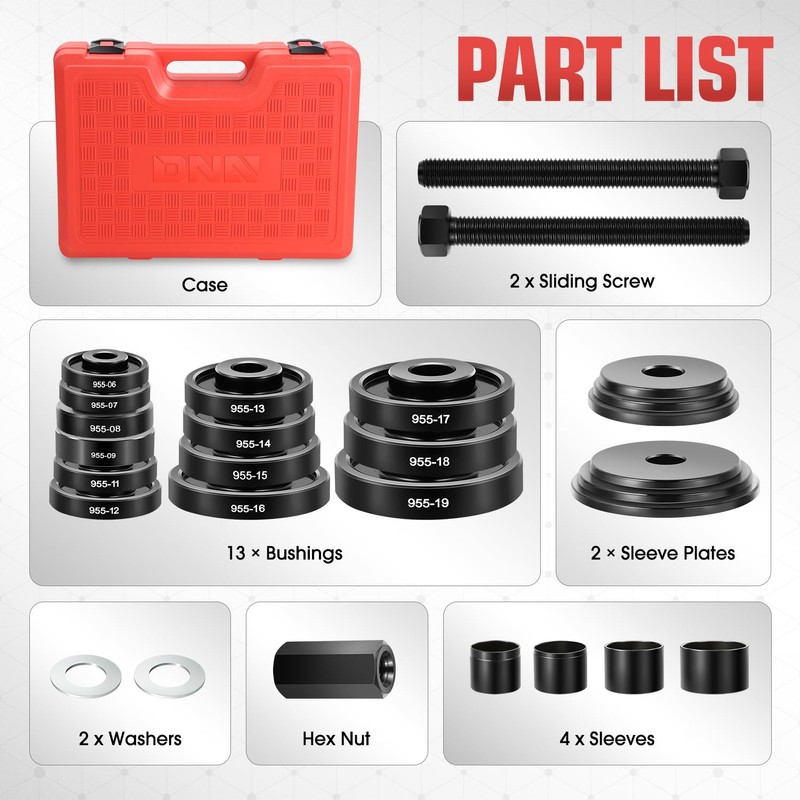 DNA MOTORING 24pcs Front Wheel Bearing Press kit, Bearing Puller