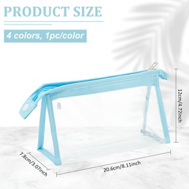 ANATTASOUL 4 PCS Small Clear Cosmetic Bag with Zipper, Waterproof Travel Zipper Pouches for Makeup Toiletry, Transparent Plastic Makeup Organizing Bags Toiletry Pouch