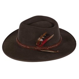 Outback Trading 1109 Unisex Santa Fe UPF 50 Water-Resistant Satin-Lined Western-Style Wool Hat, Khaki, 7 3/8