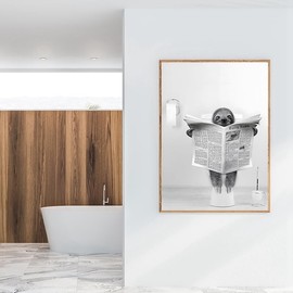 QPLGTU Bathroom Animal Decoration Pictures, Interesting Animal Poster Decoration Pictures, Bath Cow Poster Decoration Canvas Painting, Frameless (Style 6.30 x 40 cm x 1)