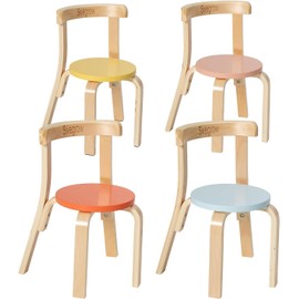 Swegrow Wooden Kids Chair, Toddler Chair for Table, Kids Stackable Chairs, Kid Wooden Furniture for Family/Playroom/Classroom（Set of 4-Color）