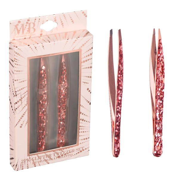 Expressions 2pc Glitter Tweezer Set in Rose Gold - Pointed