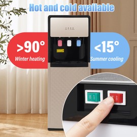 Bottom Loading Water Cooler Water Dispenser- 3 Temperature Settings, Hot, Cold & Room Water, Detachable Water Collection Box, Standing Water Dispenser, Hot and Cold Water Dispenser (Champaign Gold)